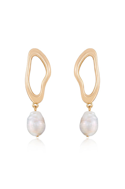 Open Circle Freshwater Pearl Earrings