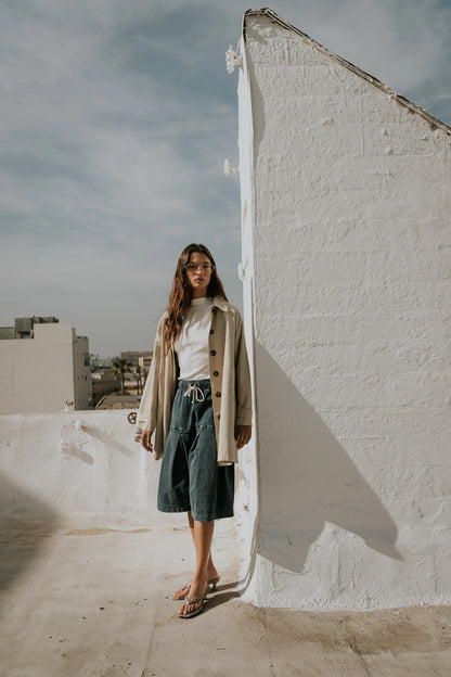 Micha Pleated Shorts in Denim