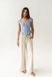 Briana Button Up Top in Blue