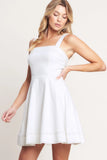 FIRST DATE FEELS WHITE TWILL MINI DRESS