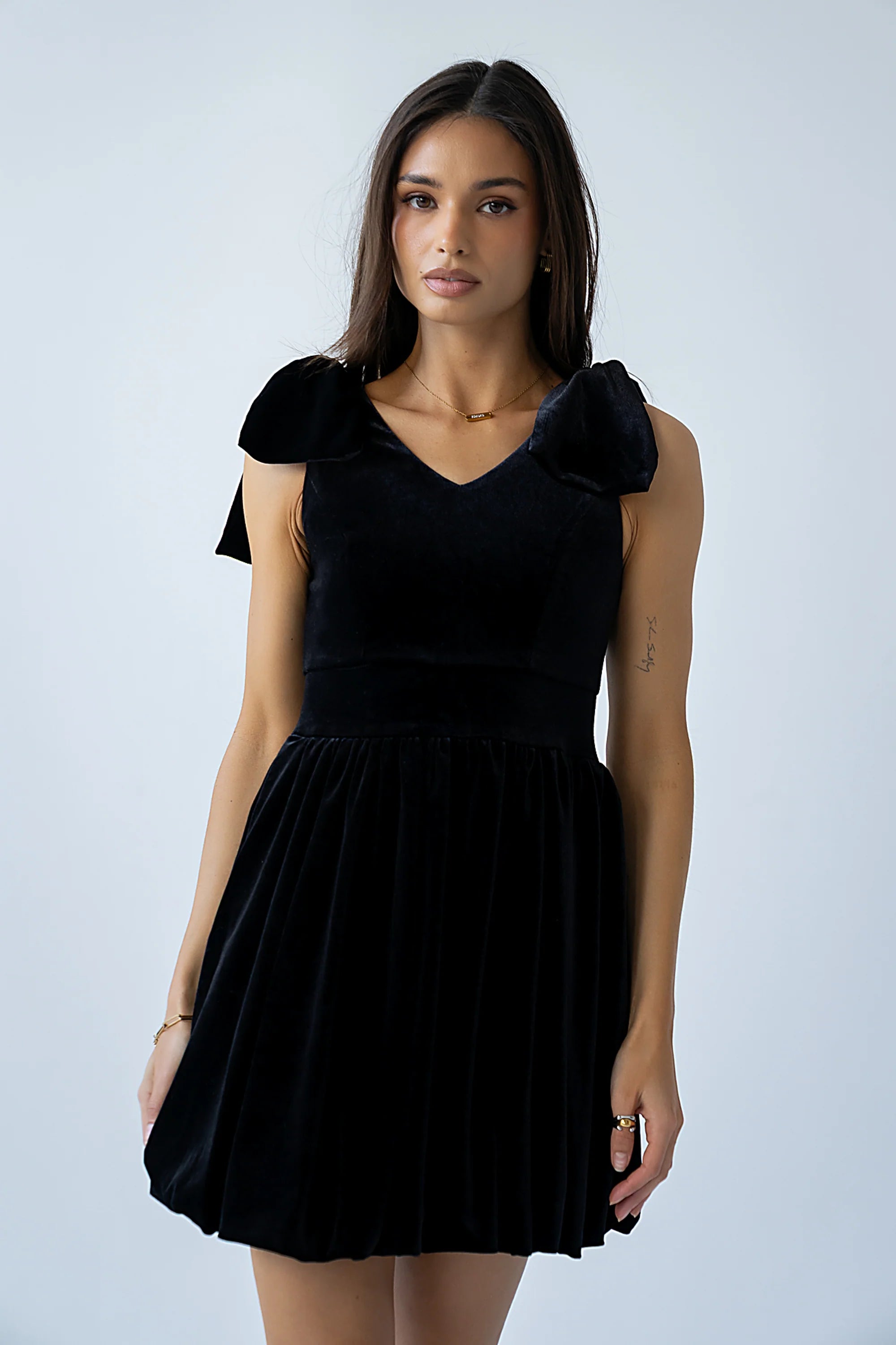 Liora Velvet Mini Dress in Black