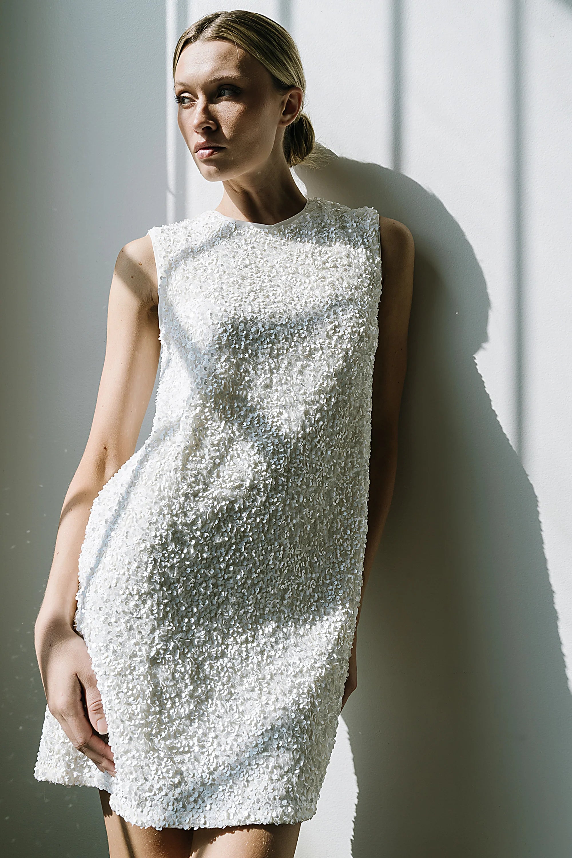 Bessie Sequin Mini Dress in Cream FINAL SALE
