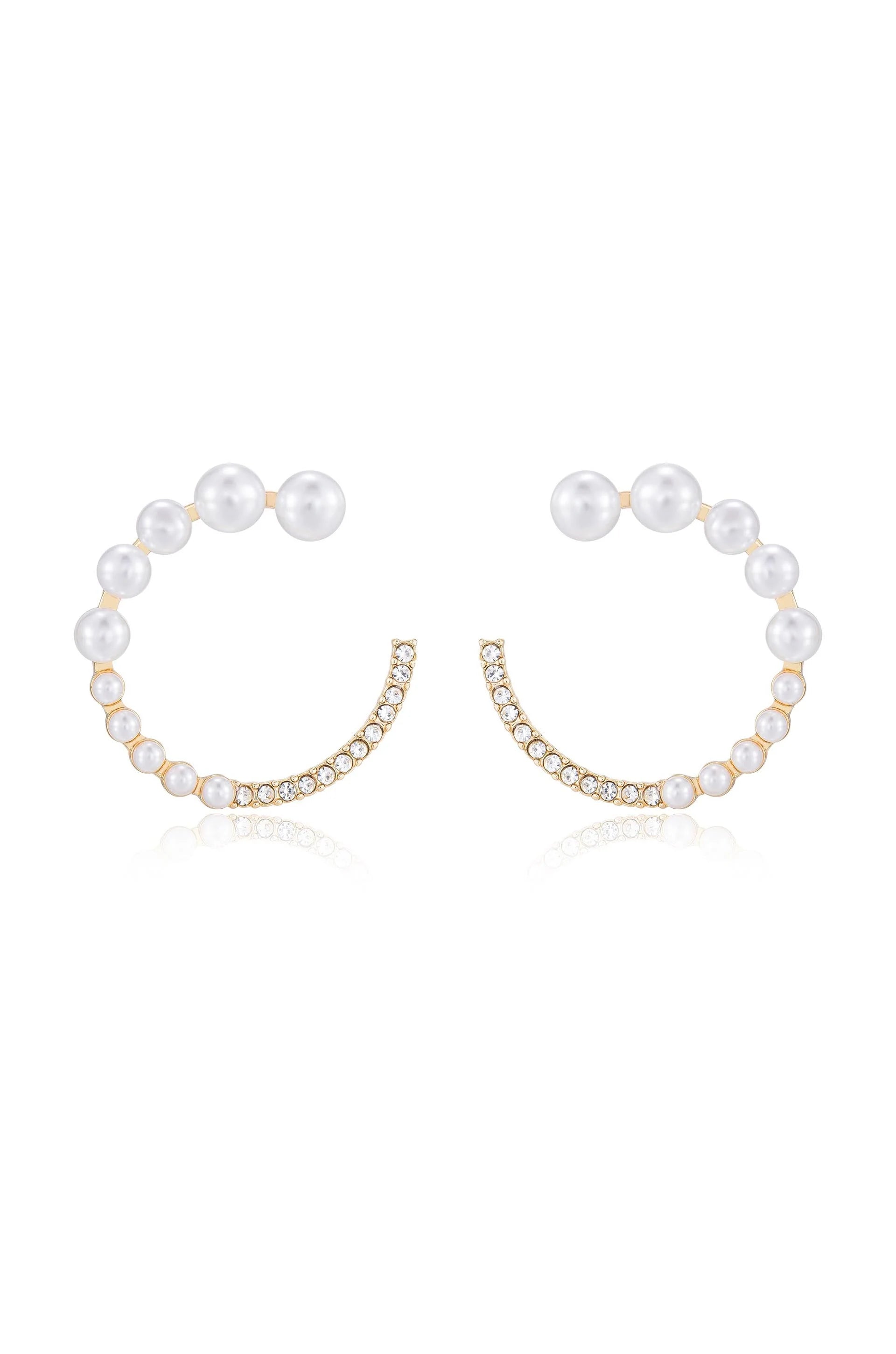 Chic Pearl And Crystal Open Circle Earrings