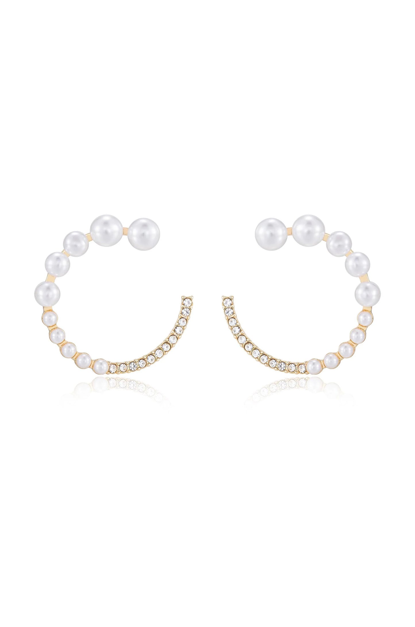 Chic Pearl And Crystal Open Circle Earrings