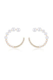 Chic Pearl And Crystal Open Circle Earrings