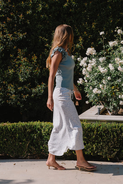 Moxie Floral Maxi Skirt in Off White