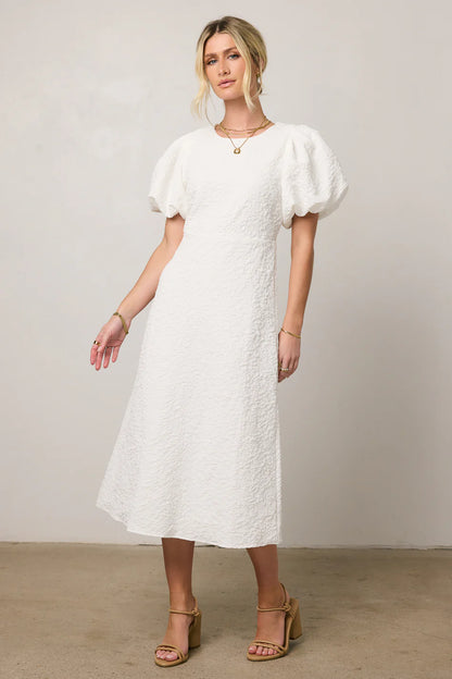 Henry Textured Midi Dress in White FINAL SALE
