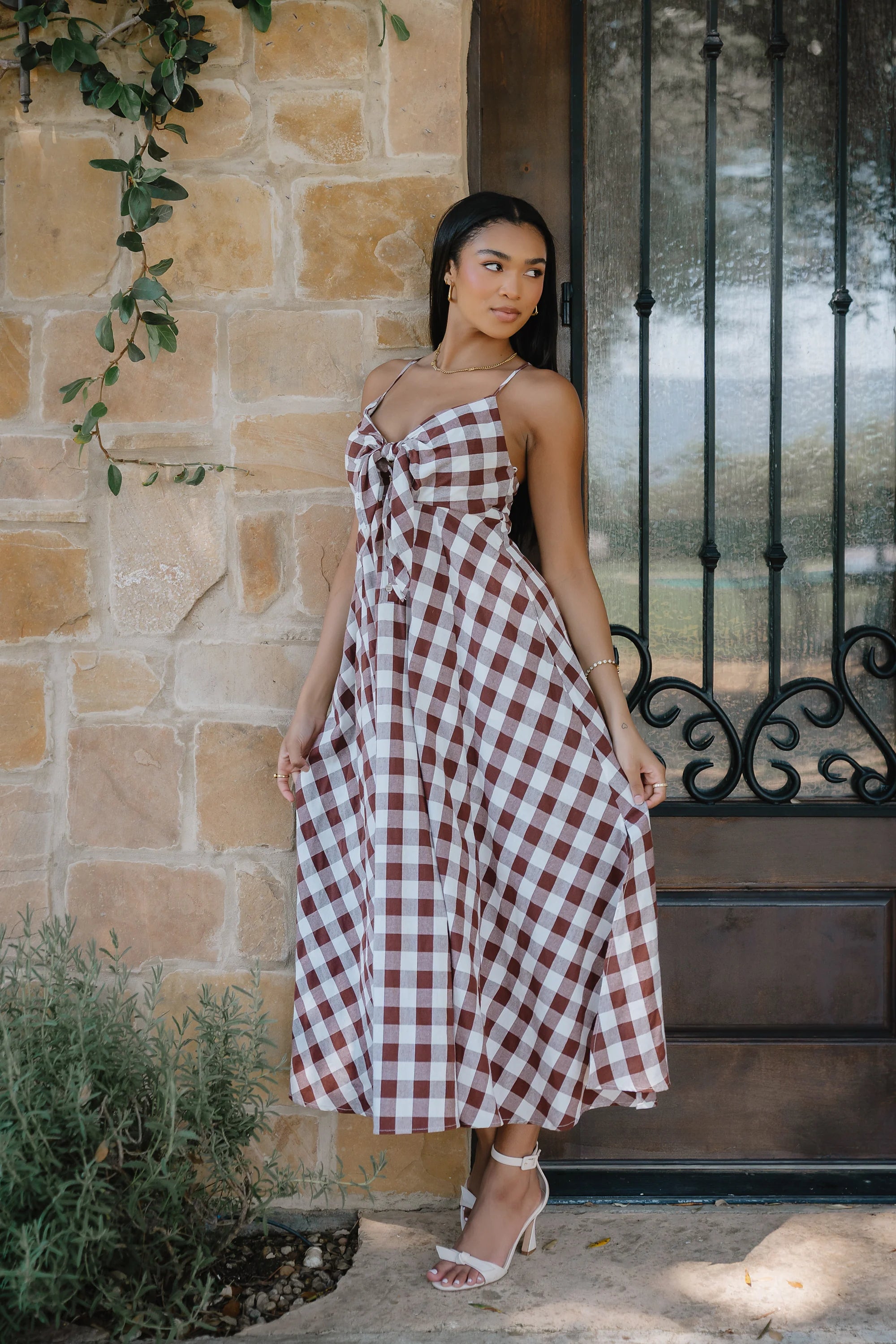 Mayzie Gingham Maxi Dress