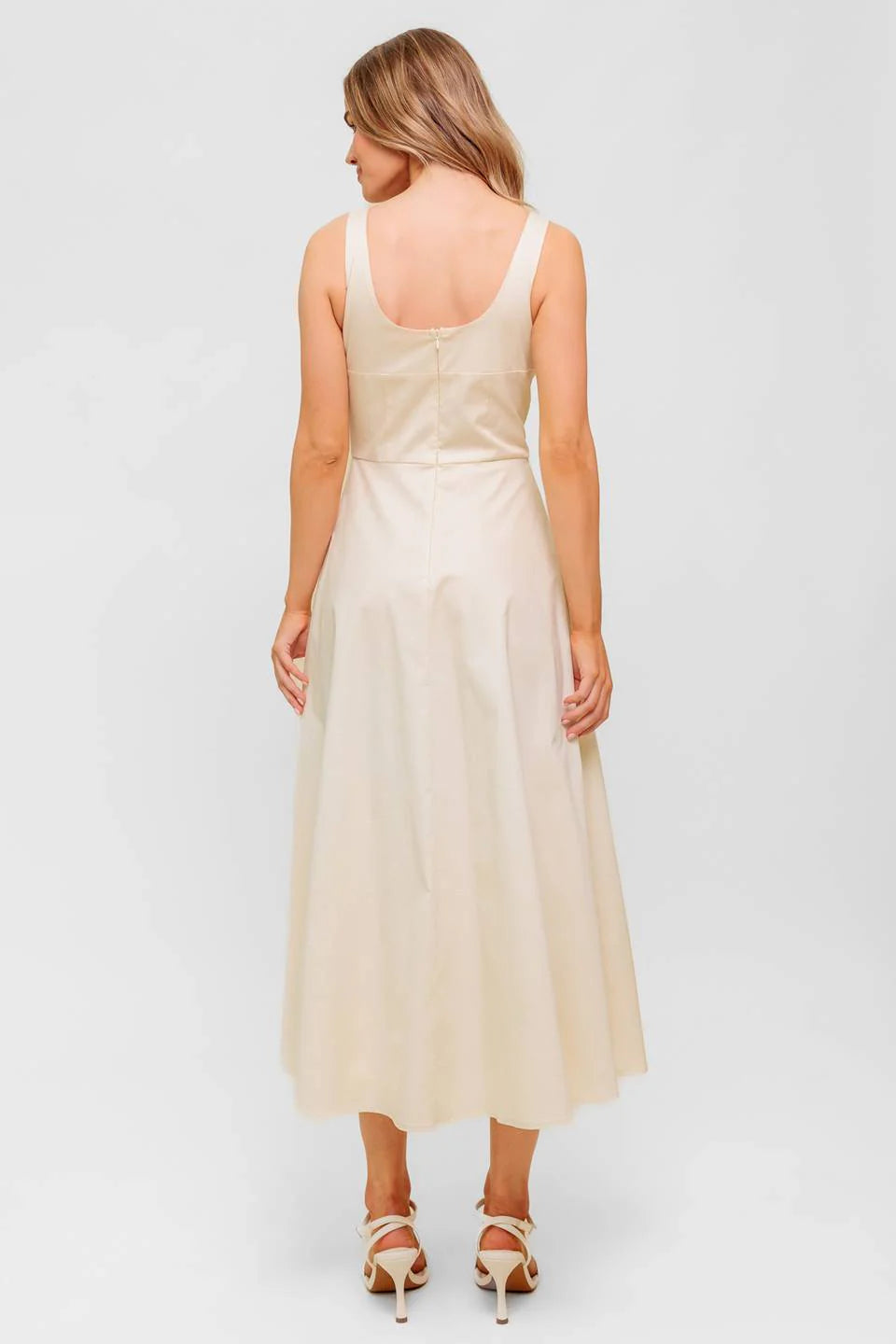 CHANTILLY CHARM SHIRRED MIDI DRESS