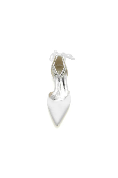 Champagne High Heels with Ornate Crystal and Pearl Accent