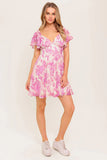 ROMANTIC WALKS FLUTTER SLEEVE MINI DRESS PINK
