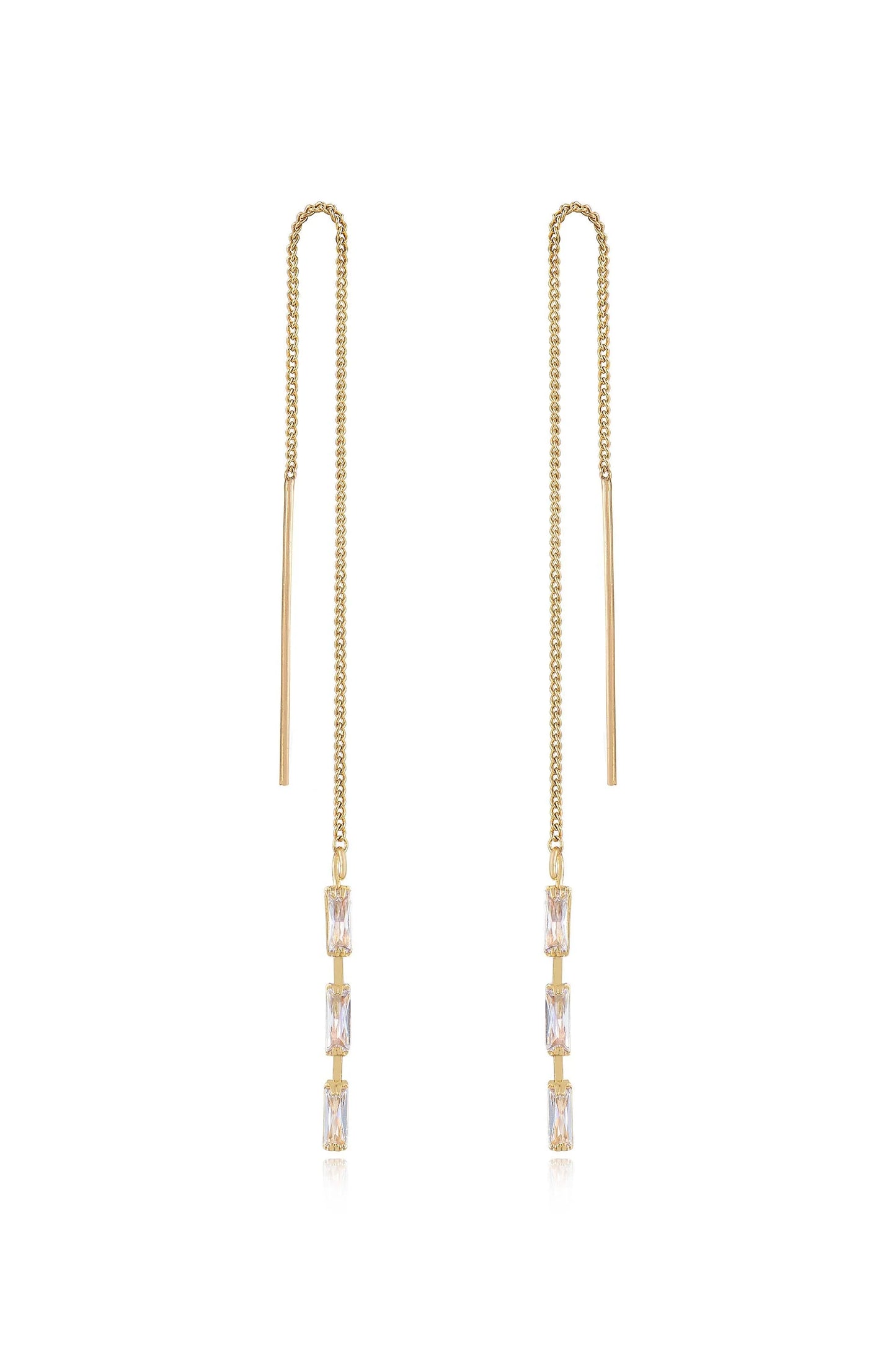 Crystal Baguette Threader Earrings
