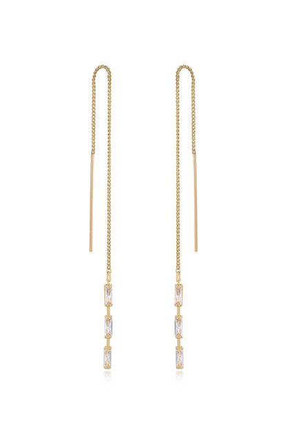 Crystal Baguette Threader Earrings