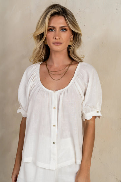 Owen Scalloped Top in White FINAL SALE