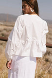 Maggie Peplum Tie Blouse in White FINAL SALE
