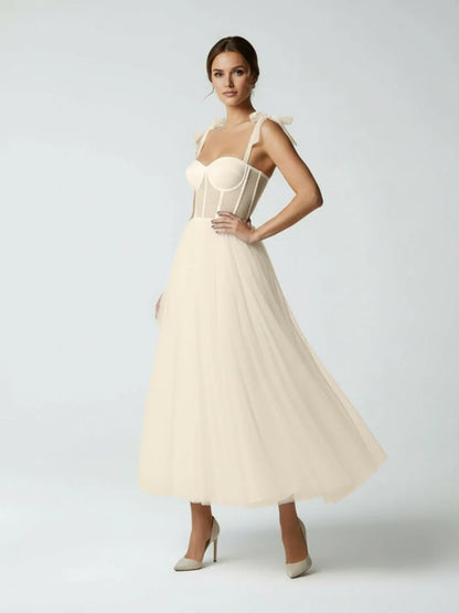 Sex Short White Wedding Dresses With Tulle Tea Length