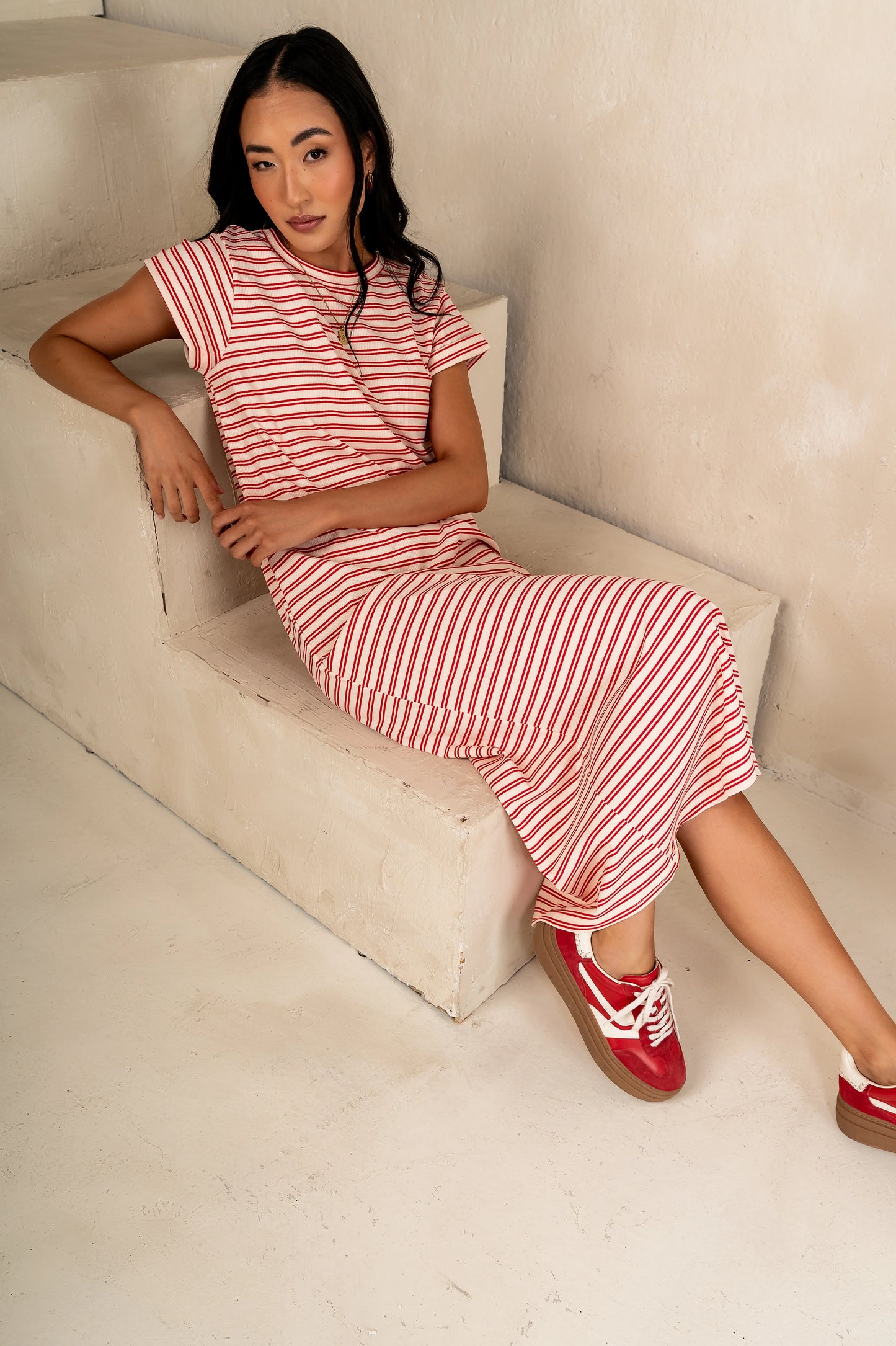 Esme Striped Maxi Dress in Red FINAL SALE