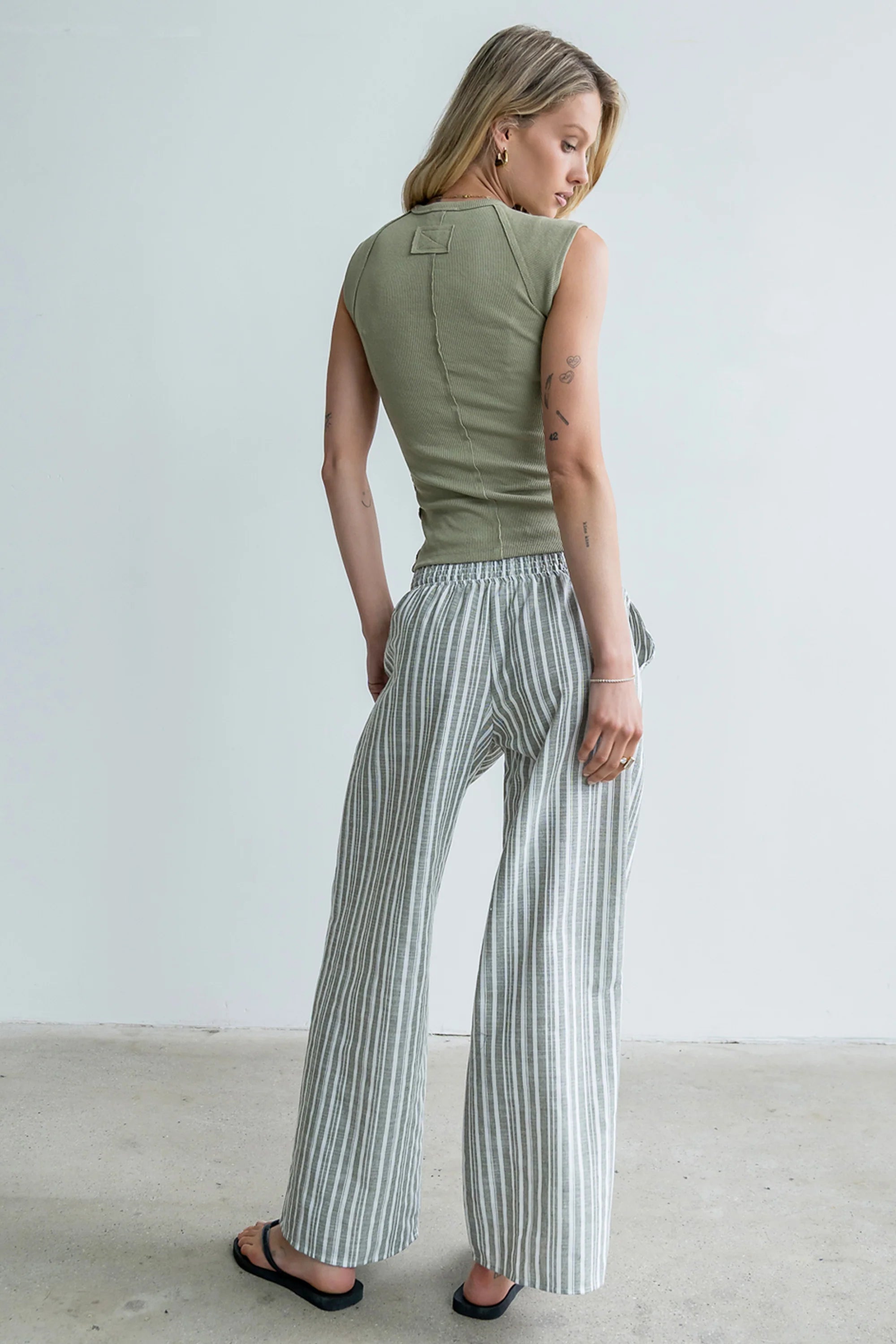 Indiana Striped Pants in Olive