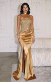 Stetson Sequin Satin Strapless Gown With Choker