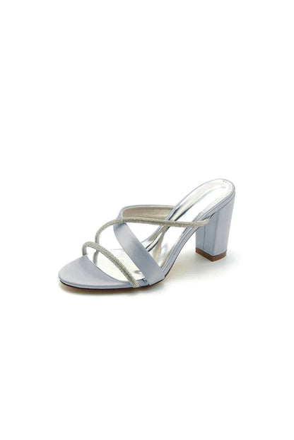 Royal Blue Satin High Heeled Sandals