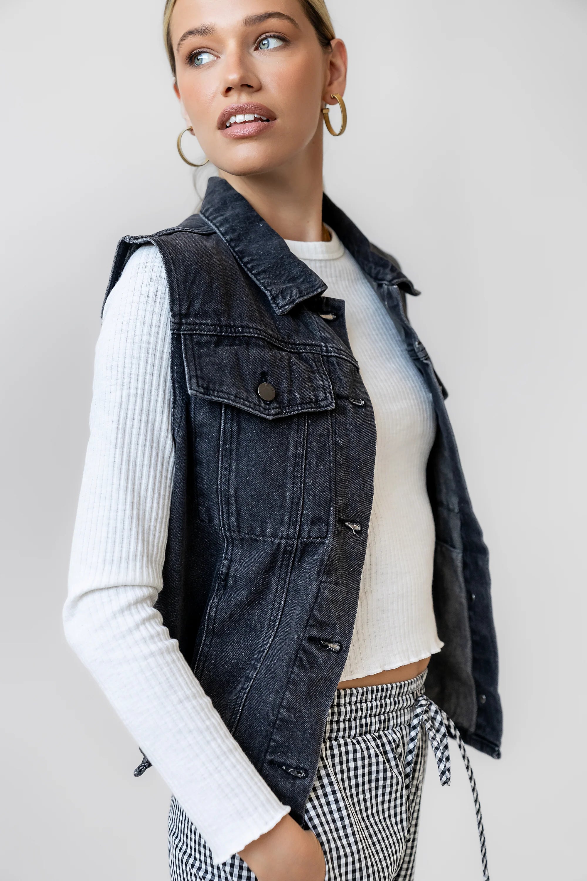 Jasmine Denim Vest in Black