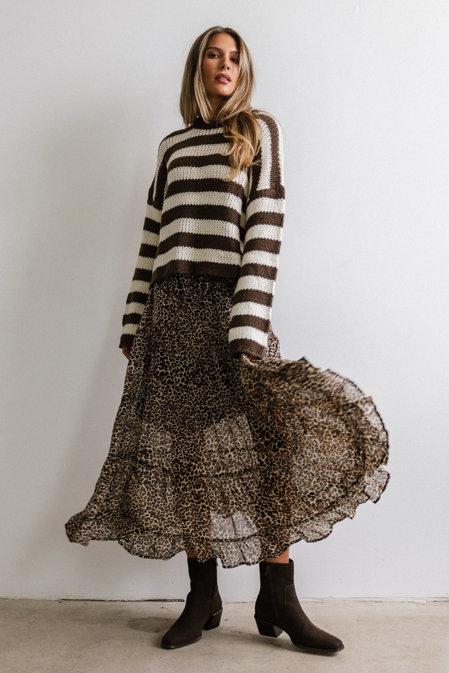 Beckam Striped Sweater in Mocha