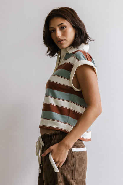 Niko Striped Top in Camel