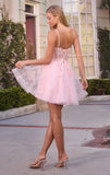 JOLEEN MINI DRESS FLORAL LACE TULLE A LINE COCKTAIL DRESS