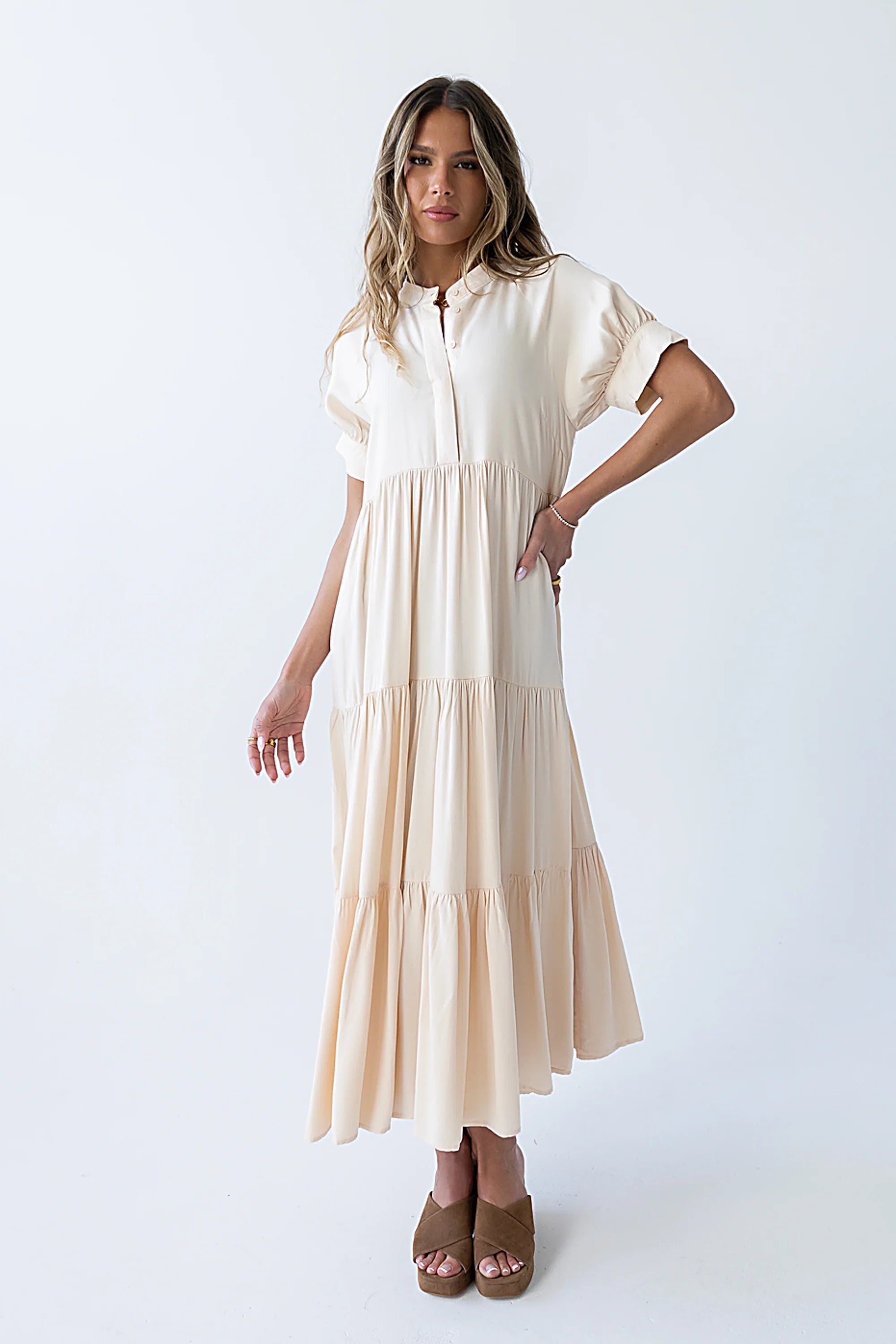 Amanda Tiered Dress in Cream