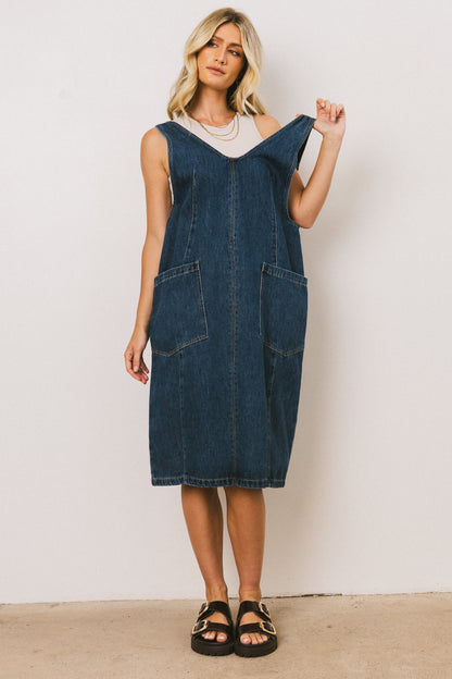Camry Overall Dress in Dark Wash FINAL SALE