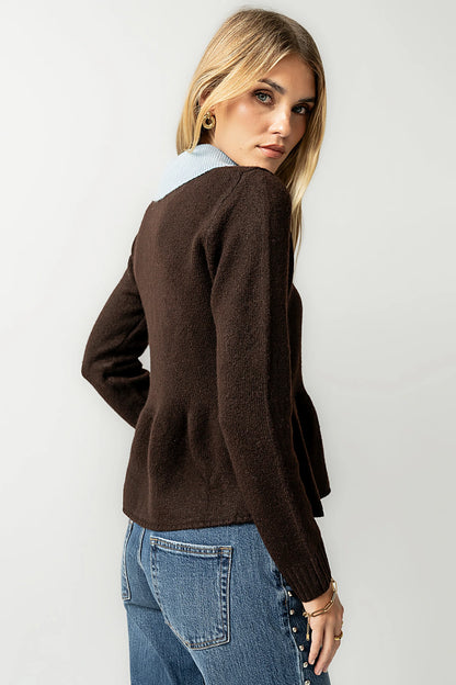 Libby Peplum Sweater in Brown FINAL SALE