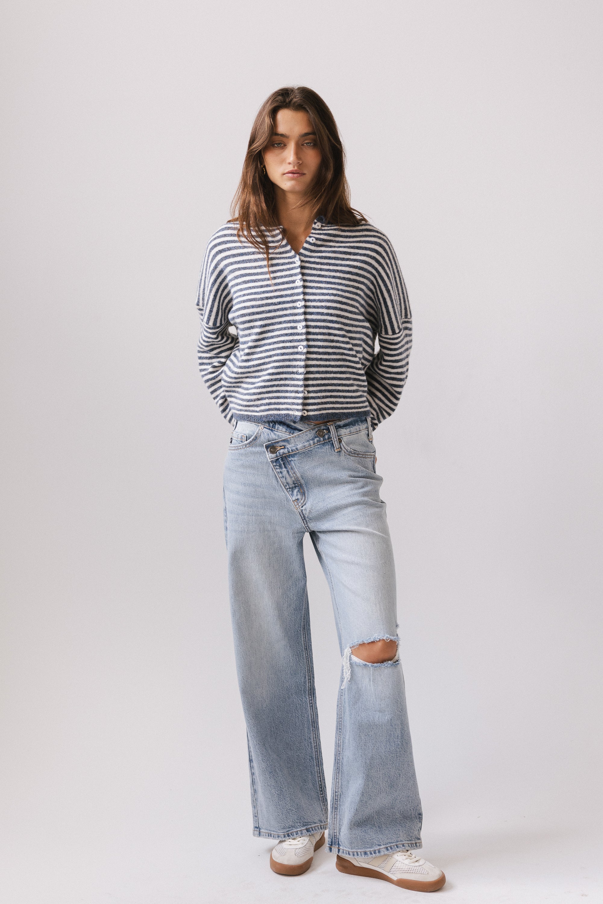 Lyla Crossover Wide Leg Jeans