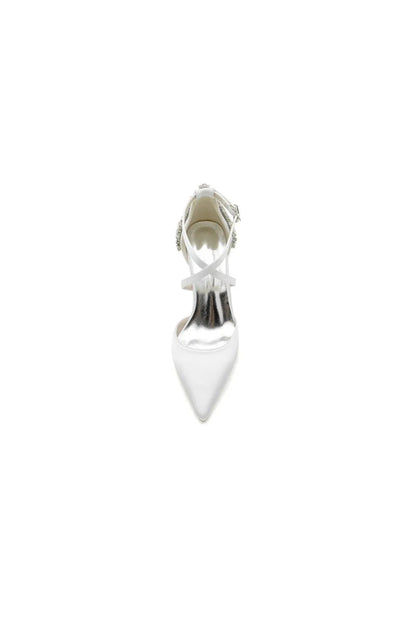 Pointed Toe Cross Strap With Rhinestones Stiletto Heels