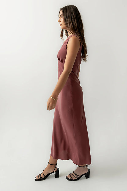 Hailey Lace Trim Maxi Dress in Marsala FINAL SALE