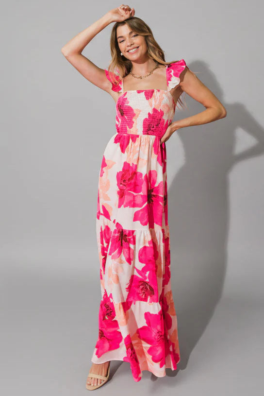 FEEL LIKE MOVING FLORAL MAXI DRESS