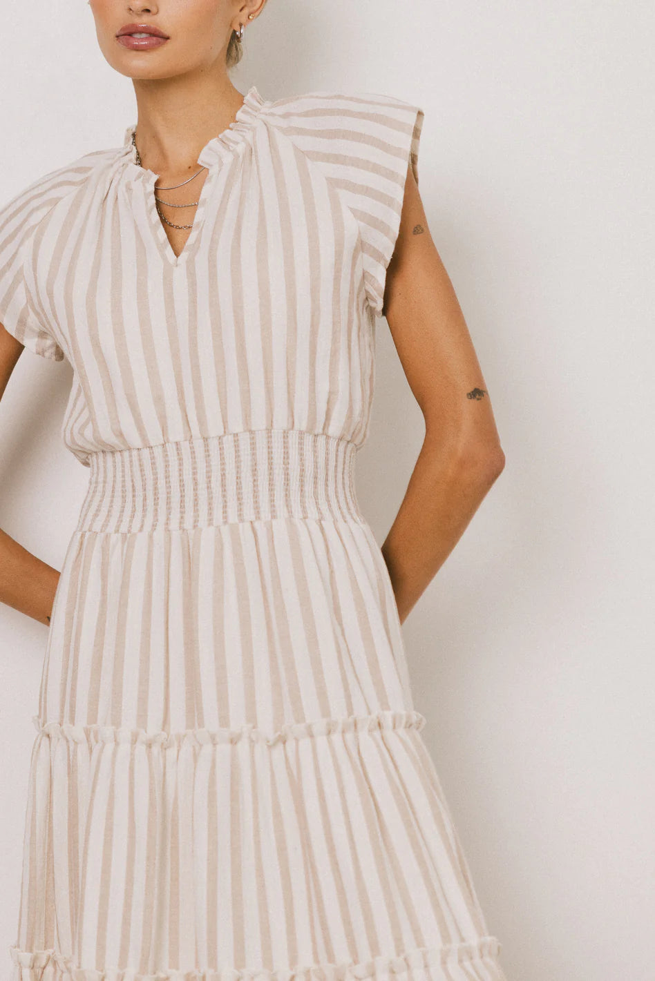 Claire Striped Maxi Dress in Taupe FINAL SALE