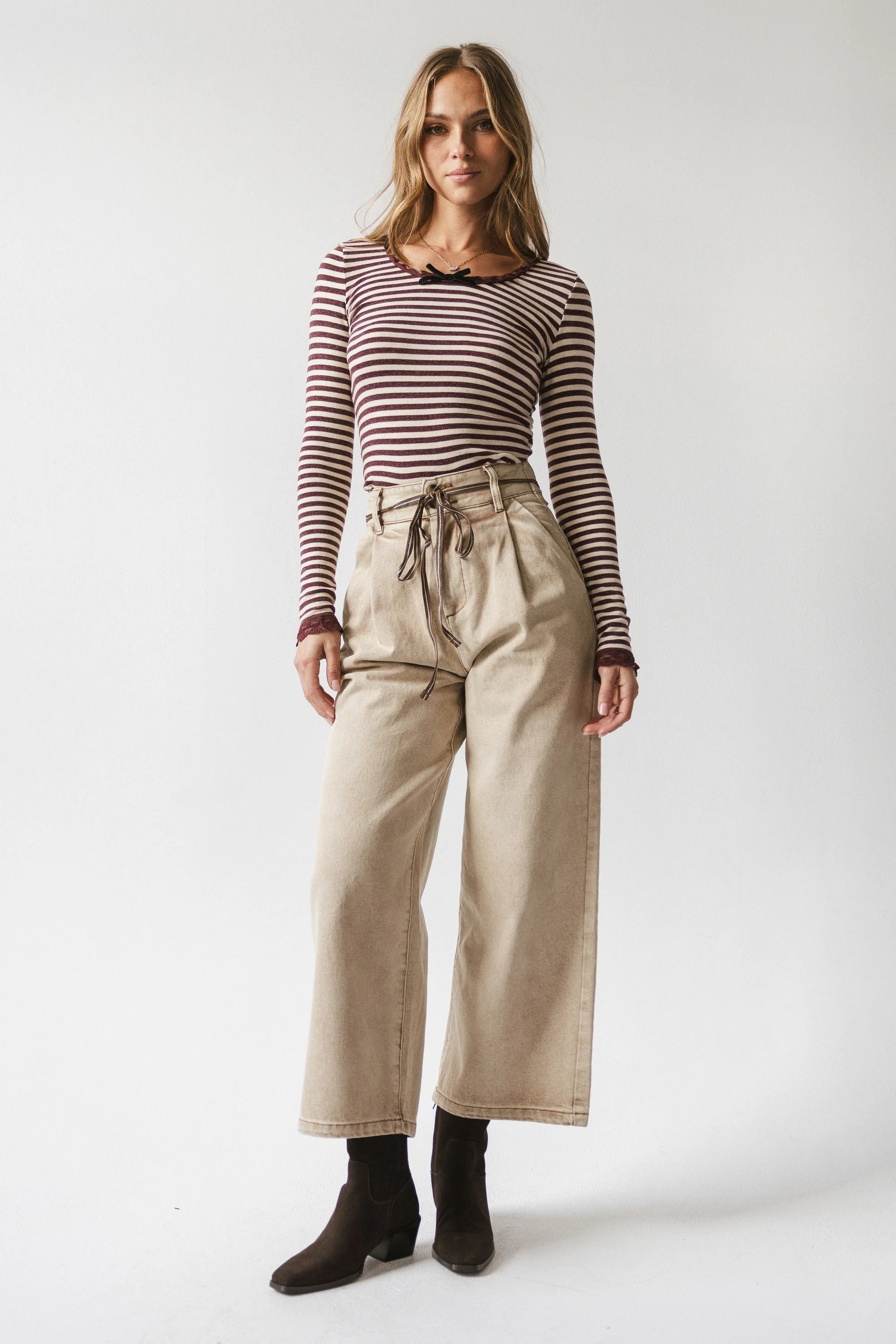 Kiya Striped Top in Burgundy FINAL SALE