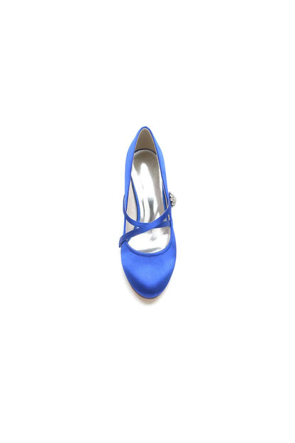 Rhinestone Pointed Toe Satin Stiletto Heels