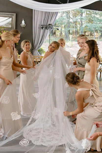 Boho Mermaid V Neck Lace Wedding Dresses