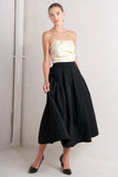MONO BALLET BLACK CREAM STRAPLESS MIDI DRESS