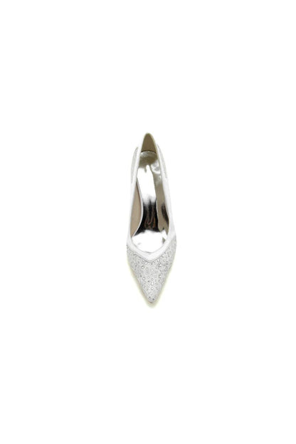 Champagne High Heels with Silver Bead and Lace Trim
