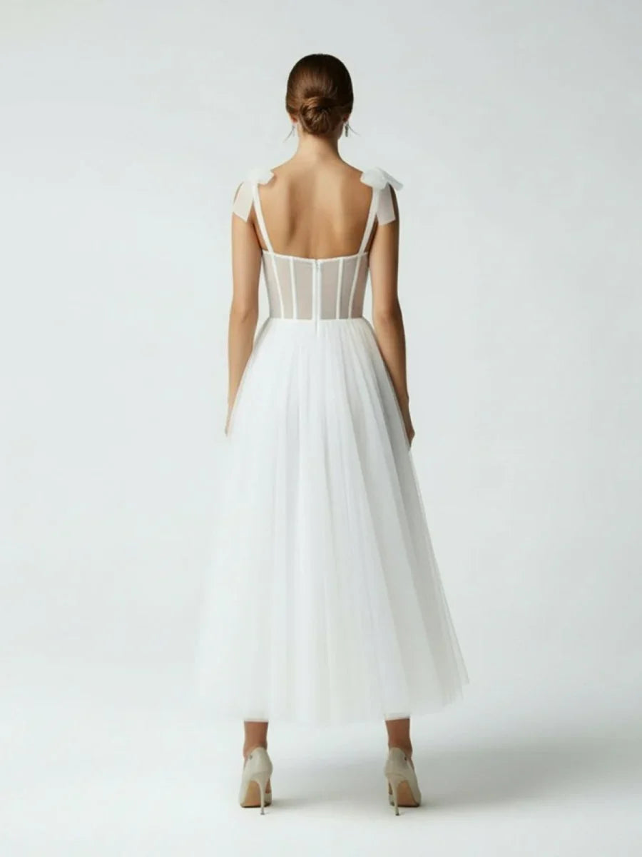 Sex Short White Wedding Dresses With Tulle Tea Length
