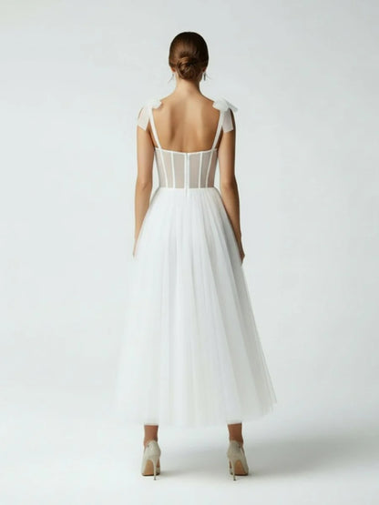 Sex Short White Wedding Dresses With Tulle Tea Length