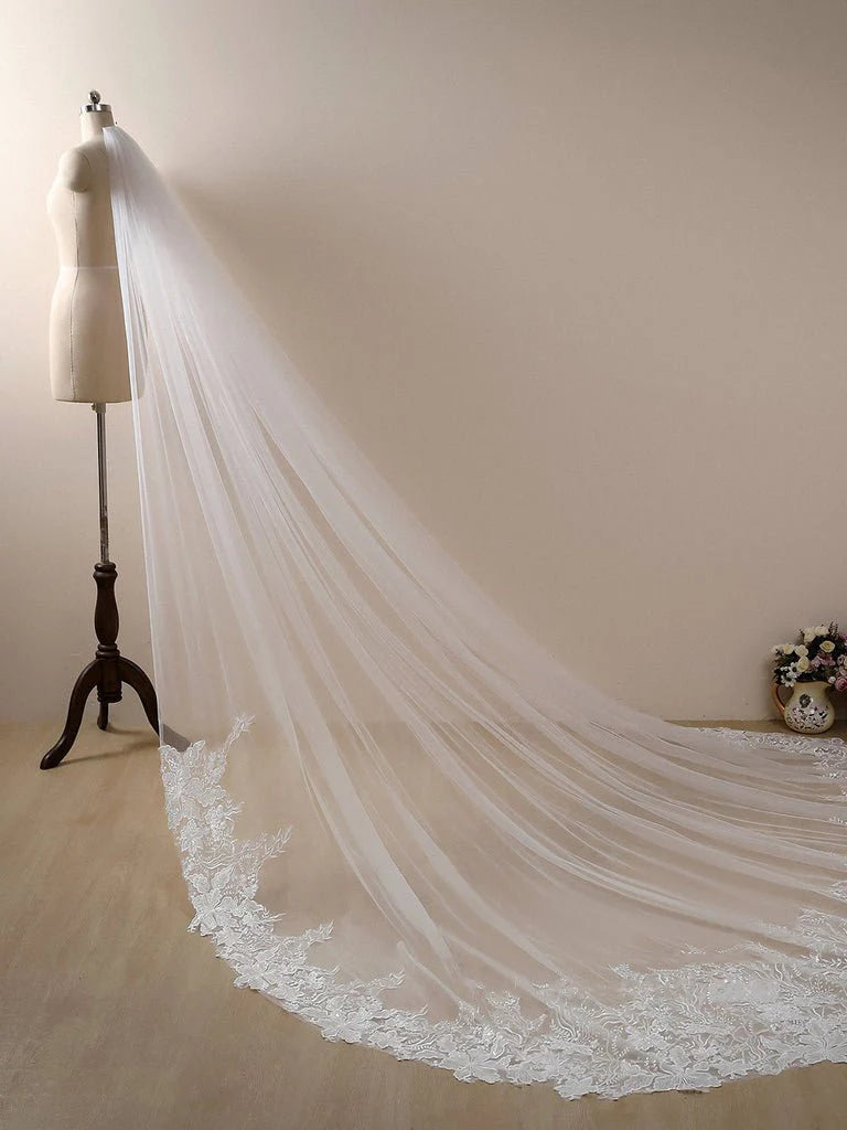 Flower Lace Cathedral Veil Bridal Veil Wedding Veil