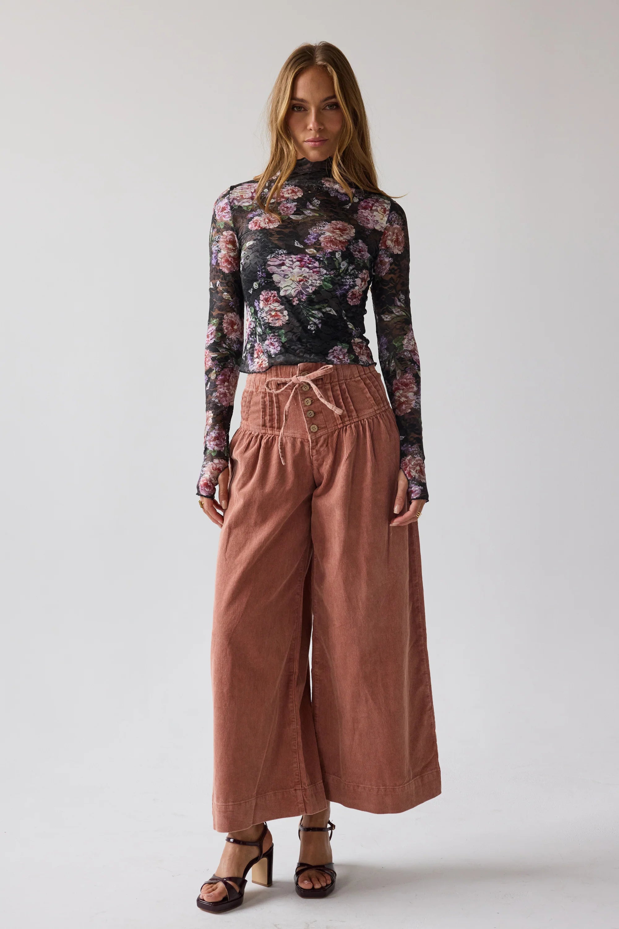Barkley Corduroy Wide Leg Pants in Rust FINAL SALE