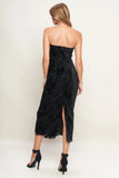 TEMPTATION BLACK VELVET LACE MIDI DRESS