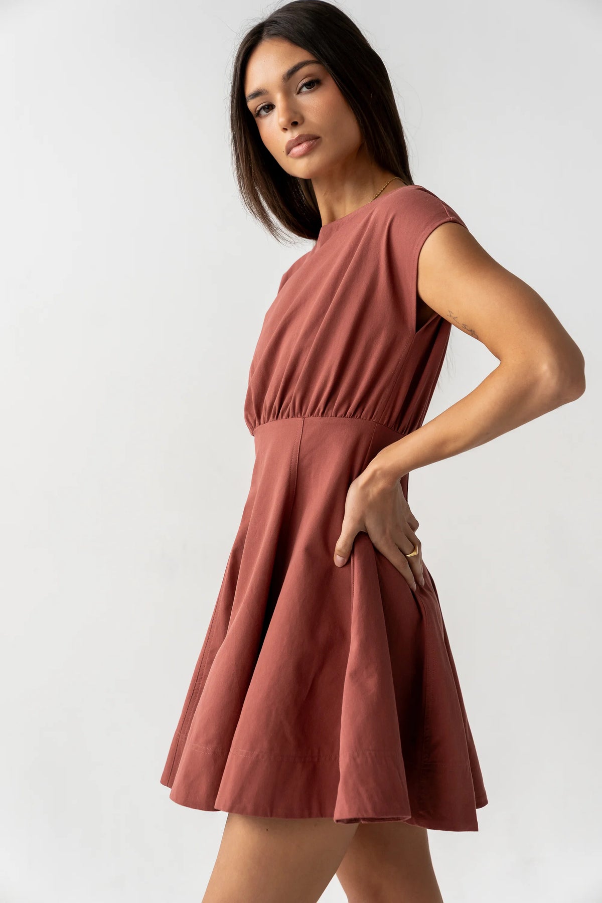 Kinzey Mini Dress in Marsala