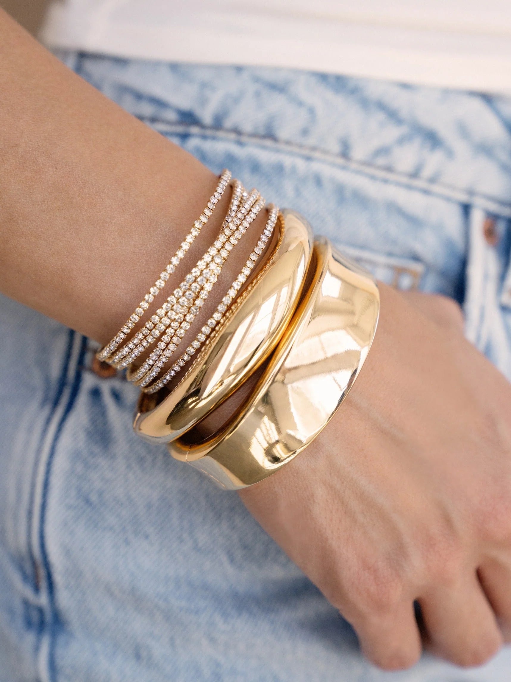 Squared Shine Bangle Bracelet