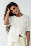 Cassidy Embroidered Button Up in Ivory