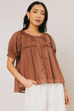 Ryder Ruffle Blouse in Marsala